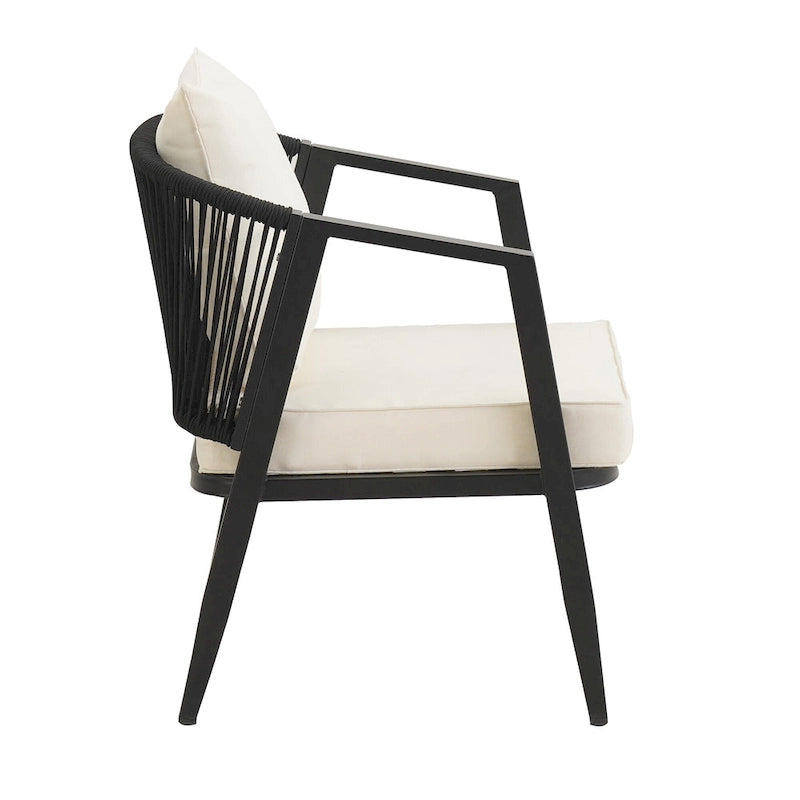 Chaises d'extérieur en métal avec table en fer pour terrasses (Lot de 4)