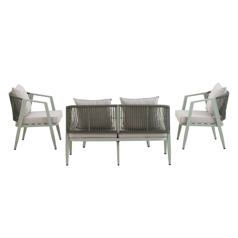 Chaises d'extérieur en métal avec table en fer pour terrasses (Lot de 4)