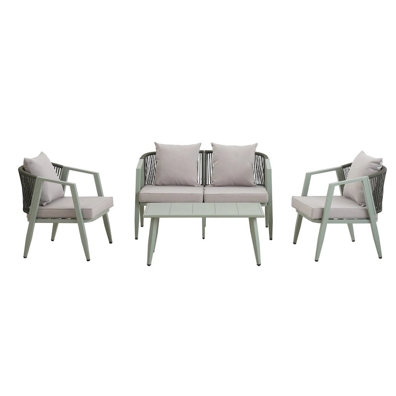 Chaises d'extérieur en métal avec table en fer pour terrasses (Lot de 4)