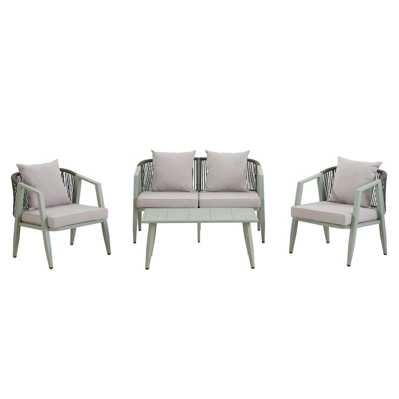 Chaises d'extérieur en métal avec table en fer pour terrasses (Lot de 4)
