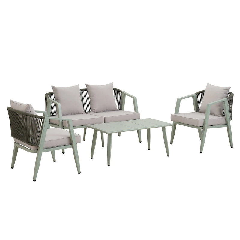 Chaises d'extérieur en métal avec table en fer pour terrasses (Lot de 4)