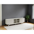 Meuble TV moderne Lucina avec armoire à 2 portes et 4 étagères ouvertes, meuble de divertissement pour salon