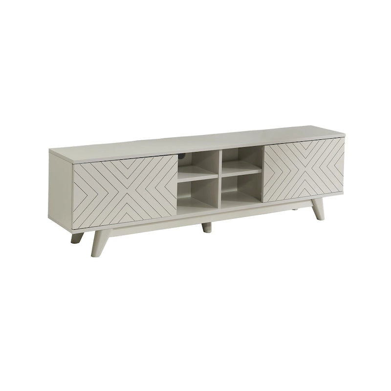 Meuble TV moderne Lucina avec armoire à 2 portes et 4 étagères ouvertes, meuble de divertissement pour salon