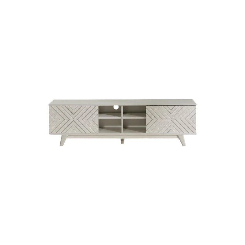 Meuble TV moderne Lucina avec armoire à 2 portes et 4 étagères ouvertes, meuble de divertissement pour salon