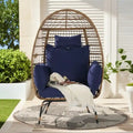 Fauteuil œuf de luxe toutes saisons, grand fauteuil suspendu en rotin pour patio, balcon et jardin, 6 coussins épais résistants à la décoloration