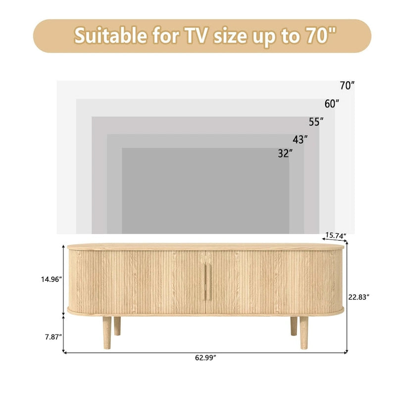 Meuble TV en bois de 62,99 po pour téléviseurs jusqu'à 70 po