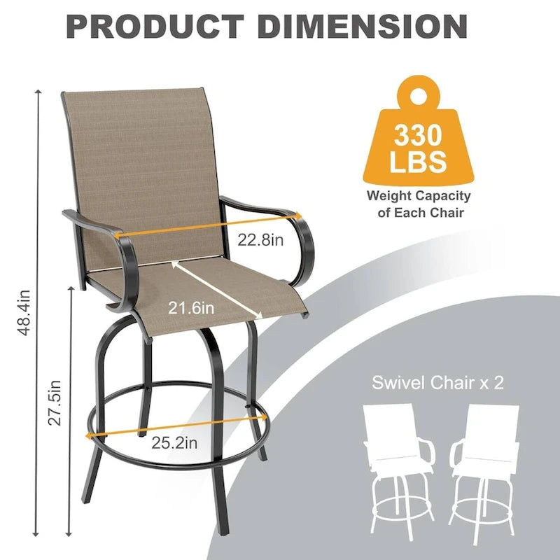 Tabourets de Bar Pivotants d'Extérieur pour Terrasse, Patio