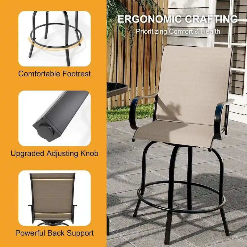 Tabourets de Bar Pivotants d'Extérieur pour Terrasse, Patio