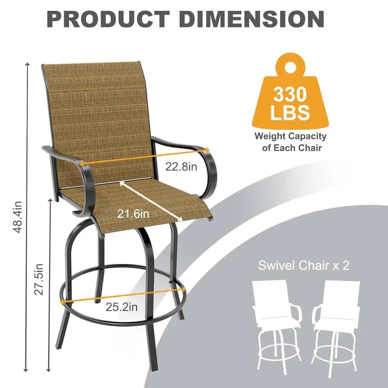 Tabourets de Bar Pivotants d'Extérieur pour Terrasse, Patio