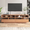 Meuble TV autoportant avec 4 tiroirs, console multimédia avec rangement transparent en acrylique pour téléviseurs jusqu'à 75 pouces