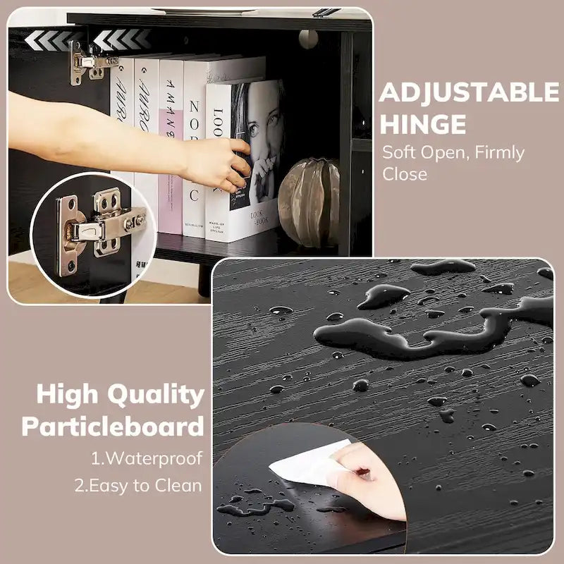 Meuble TV avec rangement pour centre de divertissement 50/55/60 pouces, avec 2 armoires et étagères