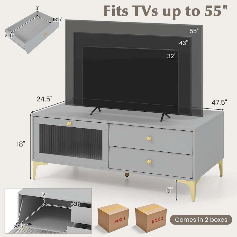 Meuble TV moderne Costway pour téléviseurs 55 pouces avec porte abattante 2 - Voir détails