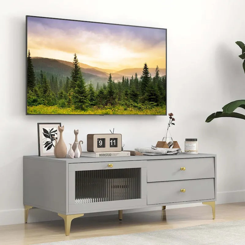 Meuble TV moderne Costway pour téléviseurs 55 pouces avec porte abattante 2 - Voir détails