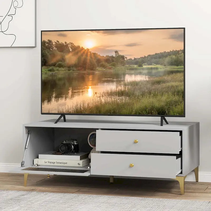 Meuble TV moderne Costway pour téléviseurs 55 pouces avec porte abattante 2 - Voir détails