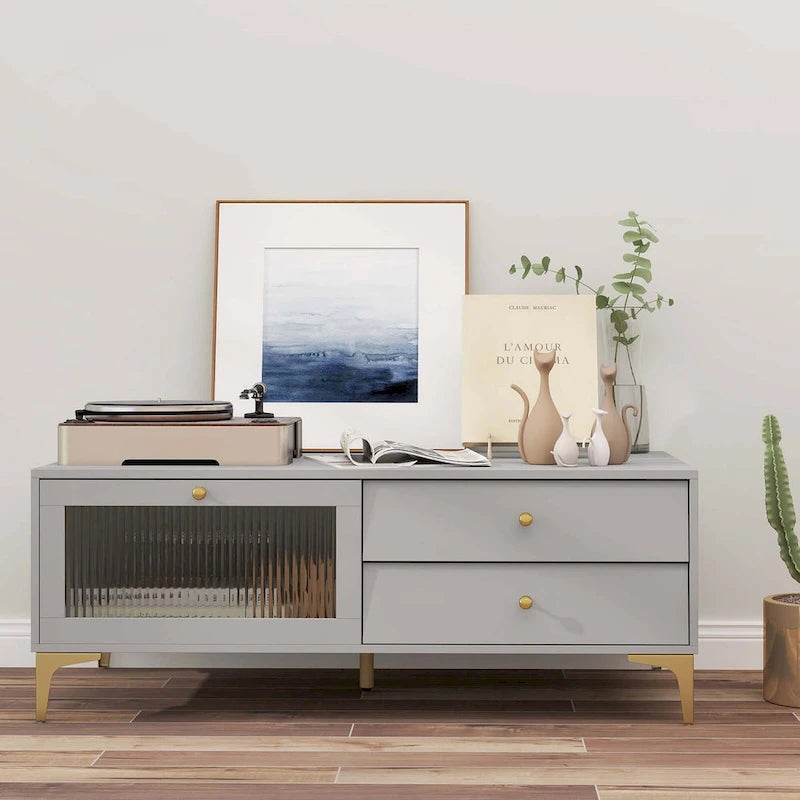 Meuble TV moderne Costway pour téléviseurs 55 pouces avec porte abattante 2 - Voir détails
