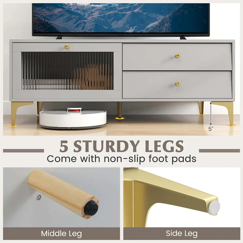 Meuble TV moderne Costway pour téléviseurs 55 pouces avec porte abattante 2 - Voir détails