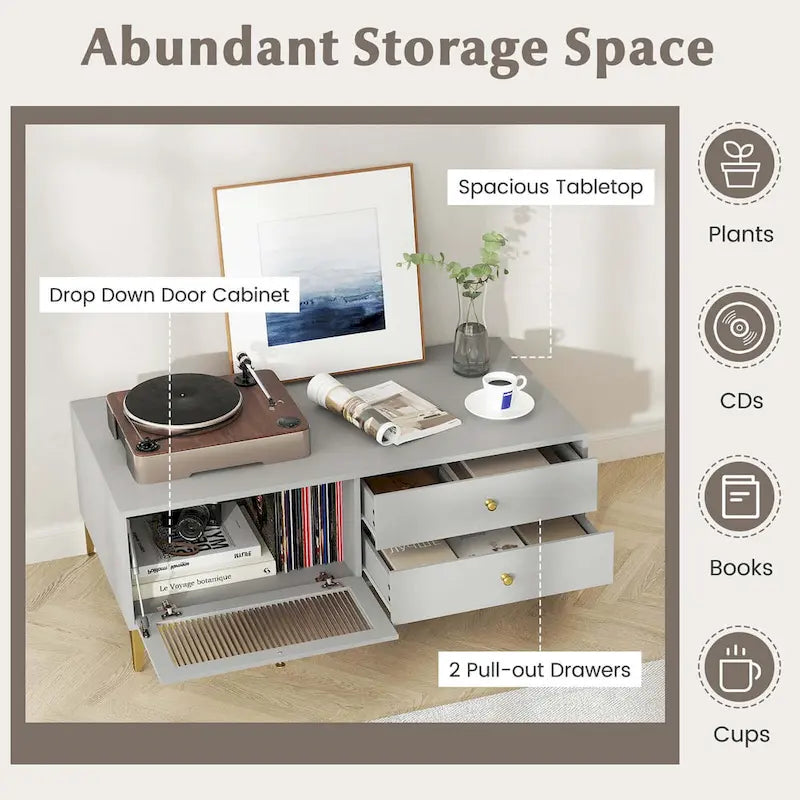 Meuble TV moderne Costway pour téléviseurs 55 pouces avec porte abattante 2 - Voir détails