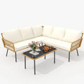 Ensemble de mobilier de jardin 4 pièces, canapé d'angle en L