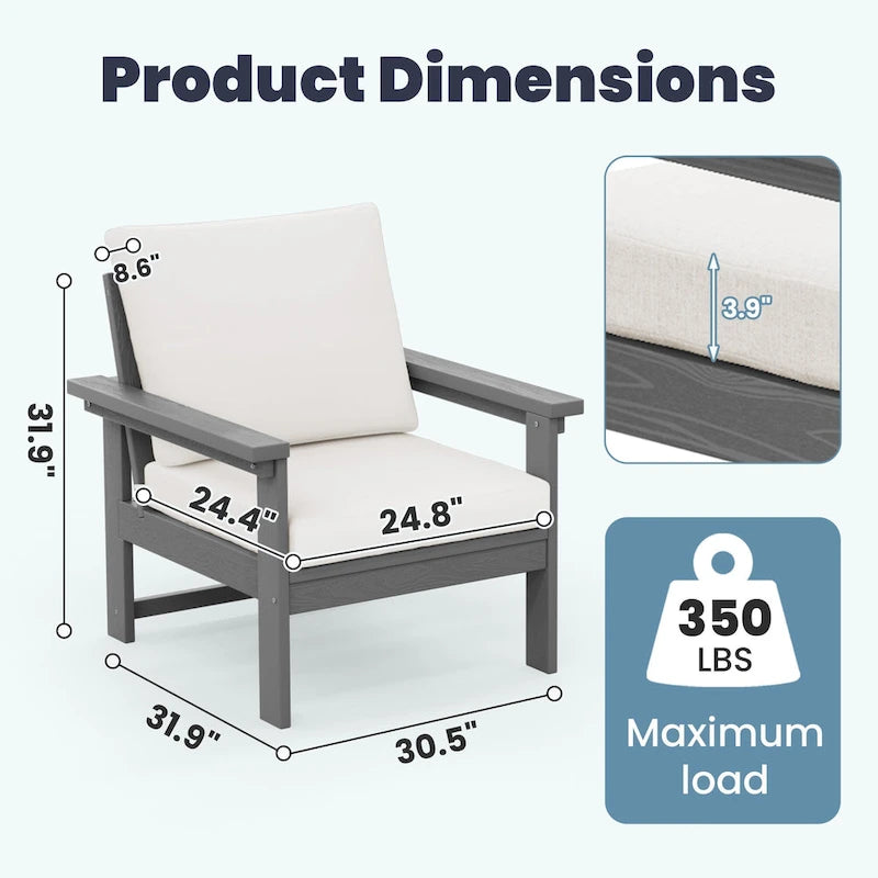 Canapé d'angle et table de jardin en PEHD, coussins déhoussables inclus