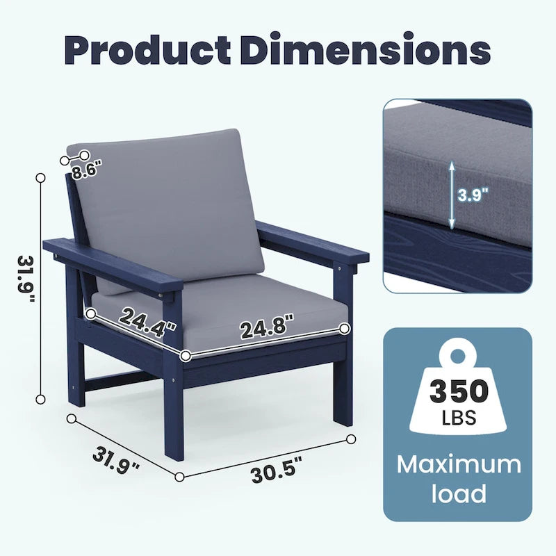 Canapé d'angle et table de jardin en PEHD, coussins déhoussables inclus