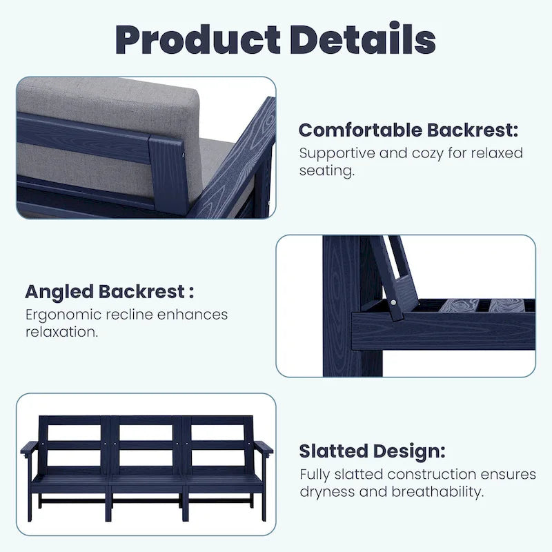 Canapé d'angle et table de jardin en PEHD, coussins déhoussables inclus