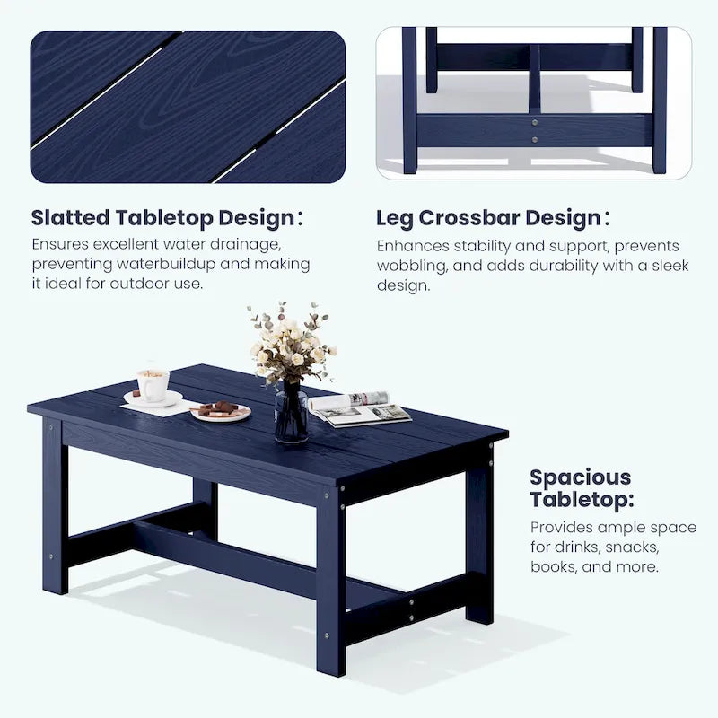 Canapé d'angle et table de jardin en PEHD, coussins déhoussables inclus