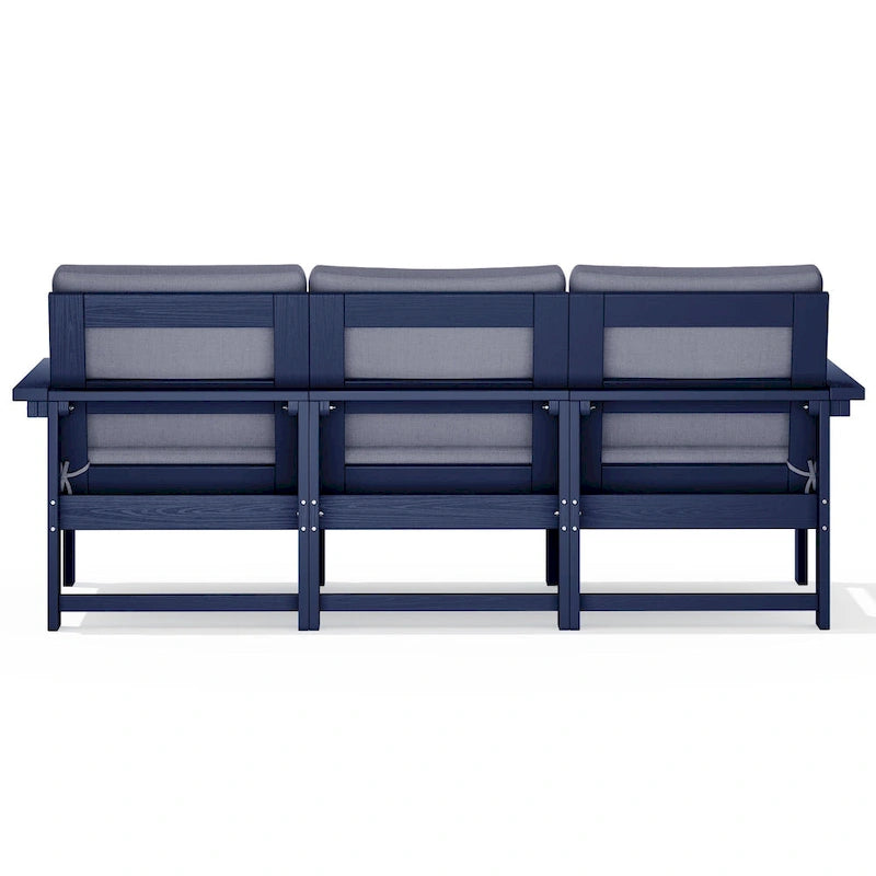 Canapé d'angle et table de jardin en PEHD, coussins déhoussables inclus