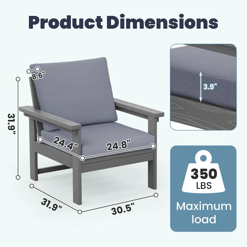 Canapé d'angle et table de jardin en PEHD, coussins déhoussables inclus
