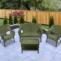 Wicker Outdoor Patio Conversation Set - Moss Green - 4pc