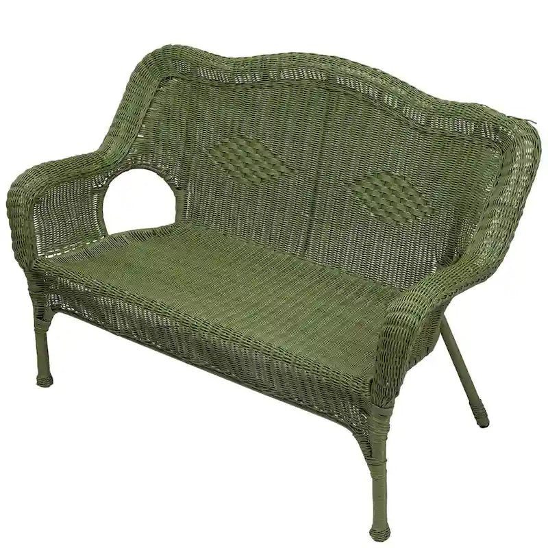 Ensemble de conversation d'extérieur en osier - Vert mousse - 4 pièces