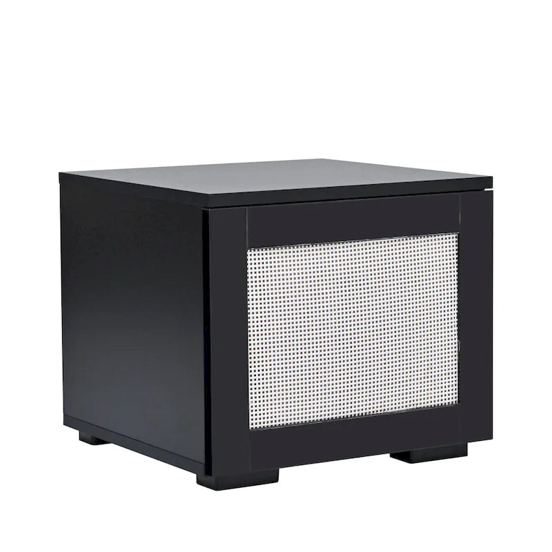Meuble TV noir 82" avec portes à ouverture par pression et LED pour TV jusqu'à 90"