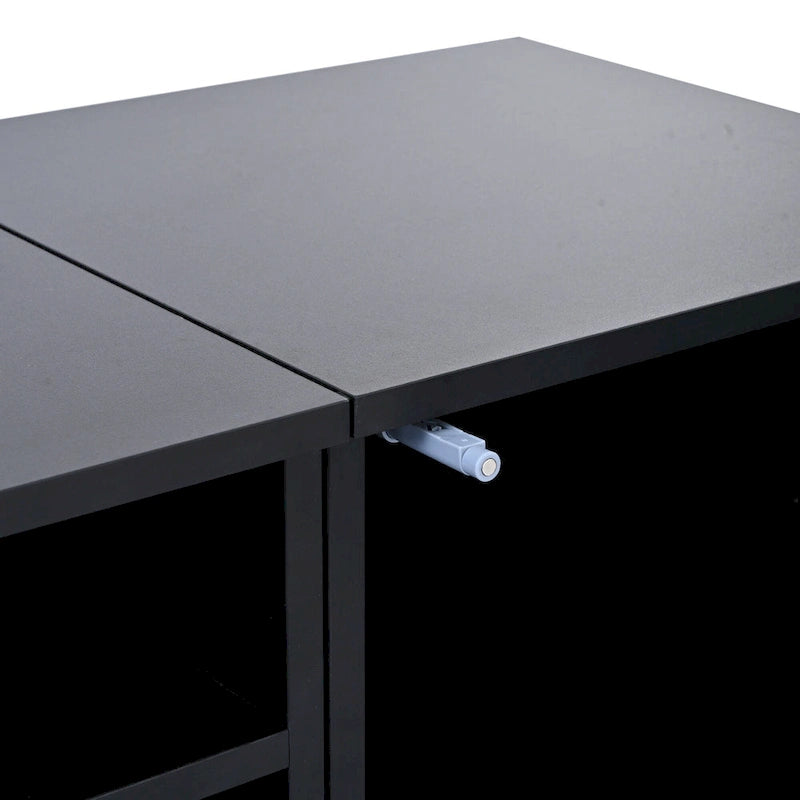 Meuble TV noir 82" avec portes à ouverture par pression et LED pour TV jusqu'à 90"