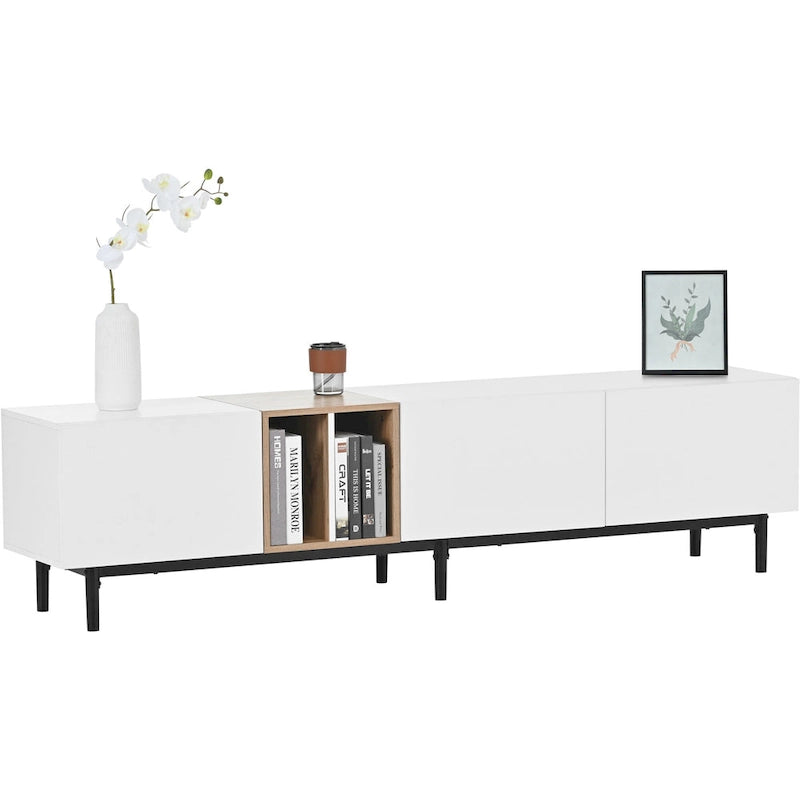 Meuble TV 193 cm avec portes et grand rangement pour TV jusqu'à 80 pouces