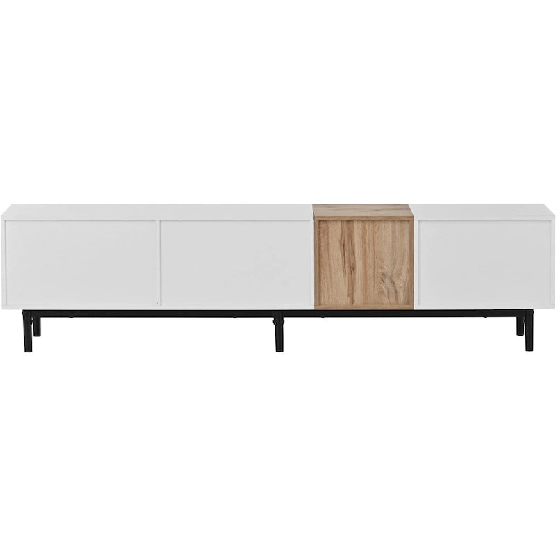 Meuble TV 193 cm avec portes et grand rangement pour TV jusqu'à 80 pouces