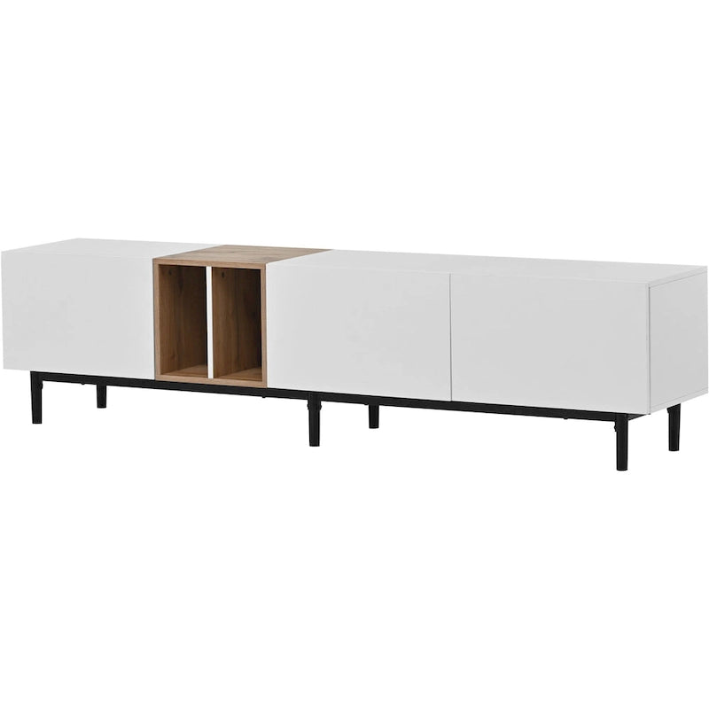 Meuble TV 193 cm avec portes et grand rangement pour TV jusqu'à 80 pouces
