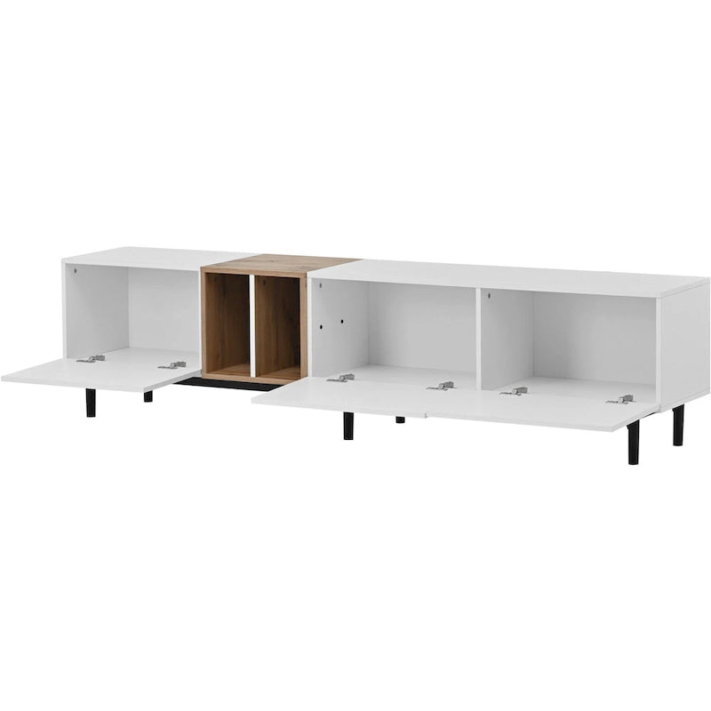 Meuble TV 193 cm avec portes et grand rangement pour TV jusqu'à 80 pouces