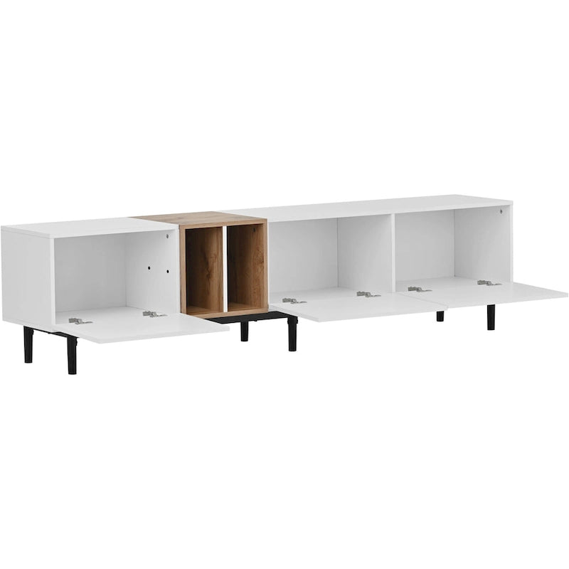 Meuble TV 193 cm avec portes et grand rangement pour TV jusqu'à 80 pouces