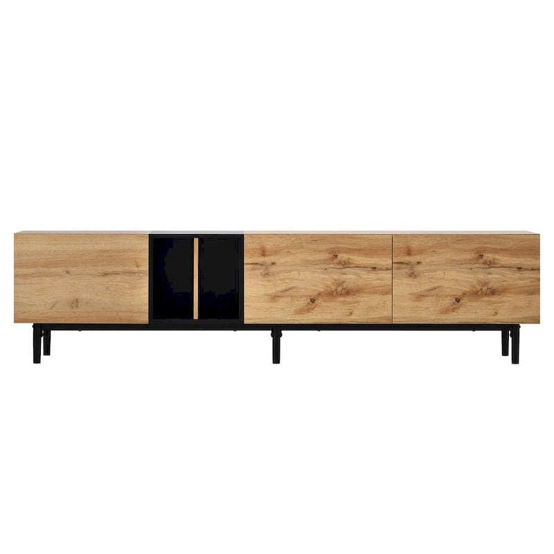 Meuble TV 193 cm avec portes et grand rangement pour TV jusqu'à 80 pouces