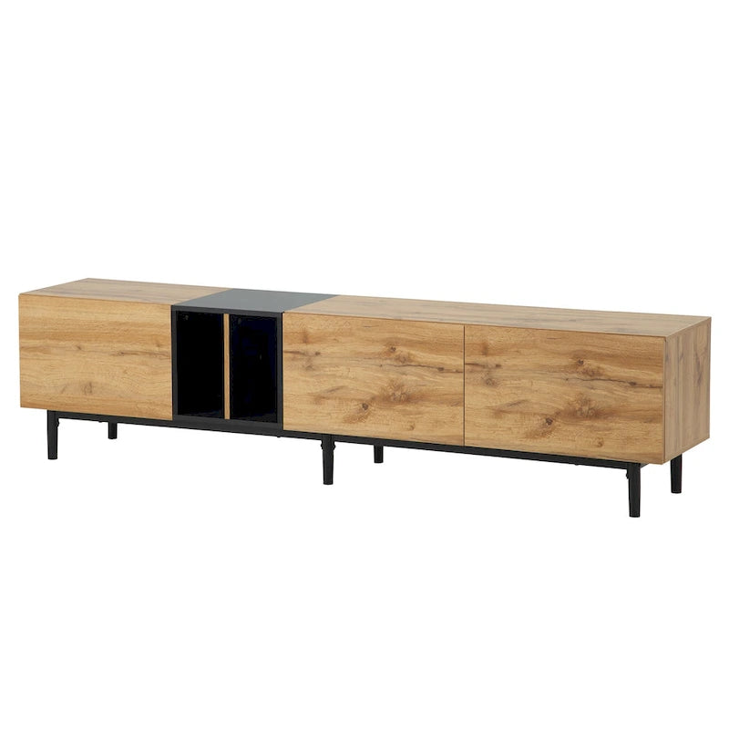 Meuble TV 193 cm avec portes et grand rangement pour TV jusqu'à 80 pouces