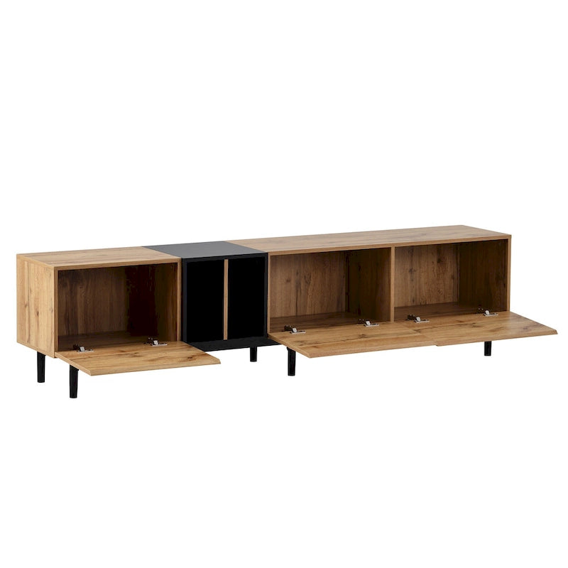 Meuble TV 193 cm avec portes et grand rangement pour TV jusqu'à 80 pouces
