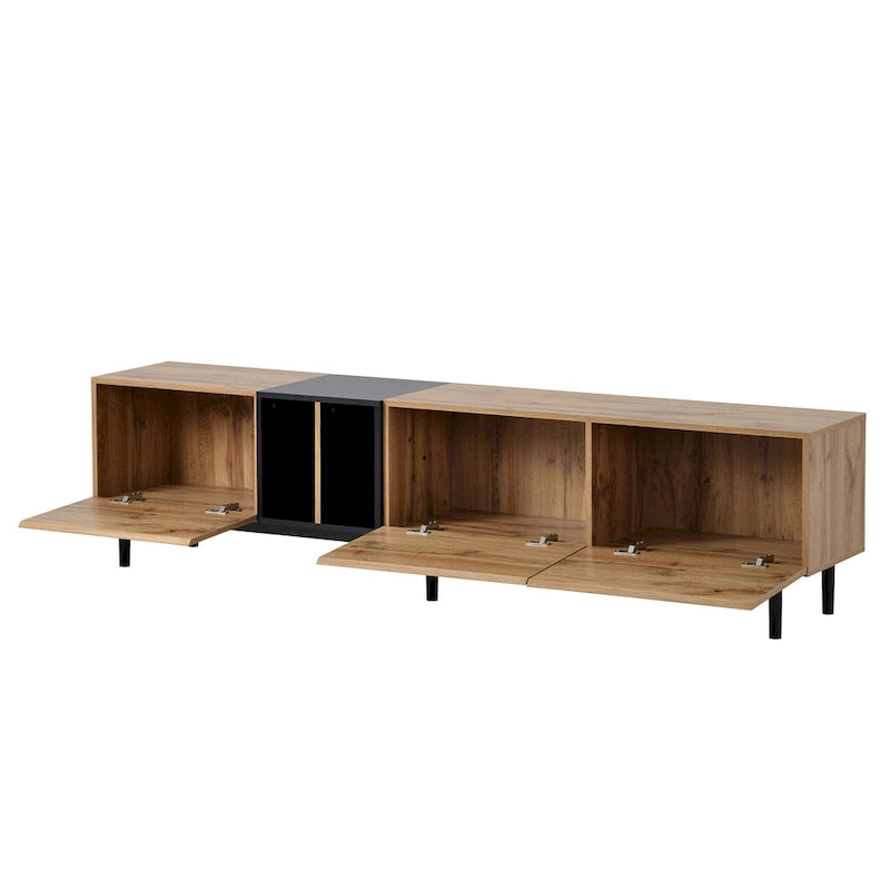 Meuble TV 193 cm avec portes et grand rangement pour TV jusqu'à 80 pouces