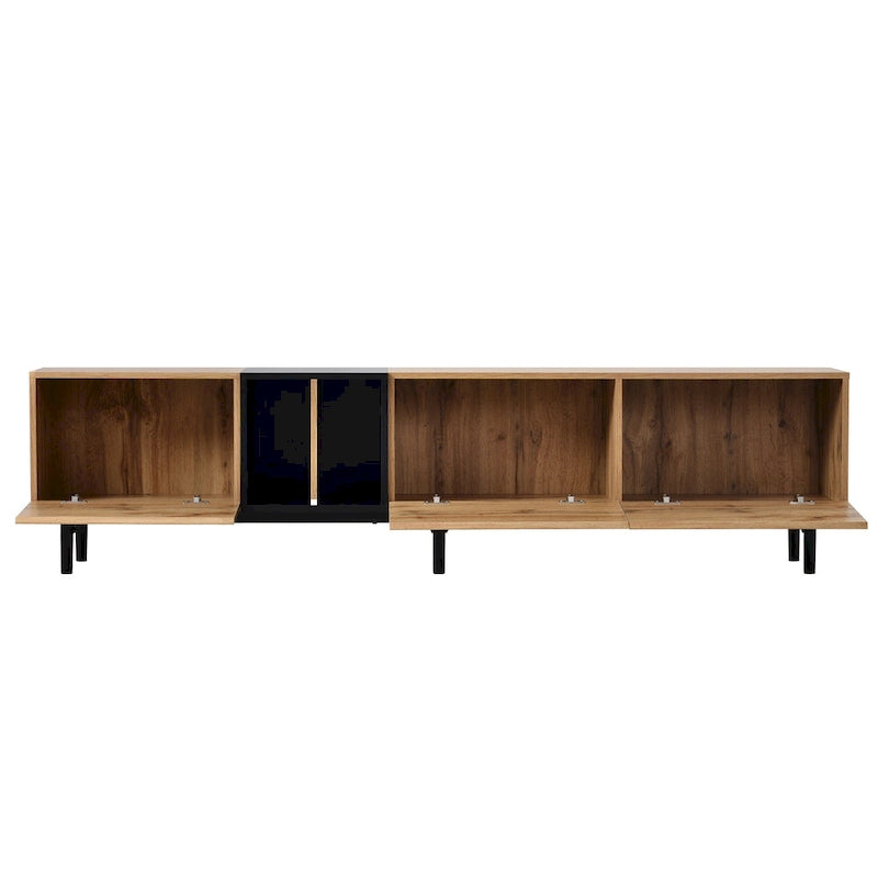 Meuble TV 193 cm avec portes et grand rangement pour TV jusqu'à 80 pouces