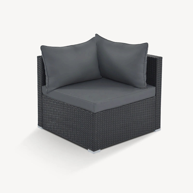 Ensemble de canapés modulaires d'extérieur en osier 8 pièces avec table basse, combinaison libre