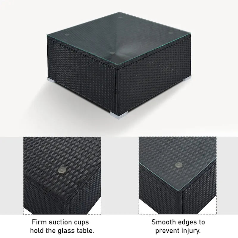 Ensemble de canapés modulaires d'extérieur en osier 8 pièces avec table basse, combinaison libre