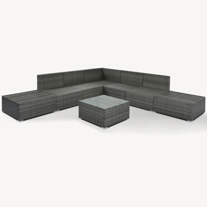 Ensemble de canapés modulaires d'extérieur en osier 8 pièces avec table basse, combinaison libre