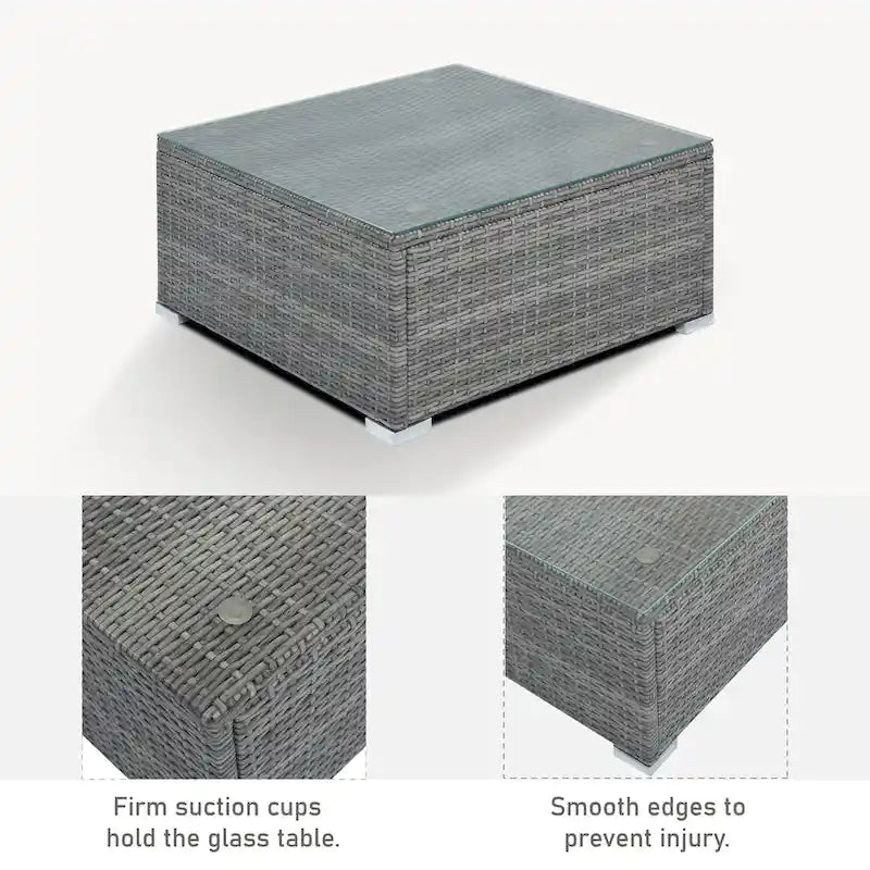 Ensemble de canapés modulaires d'extérieur en osier 8 pièces avec table basse, combinaison libre