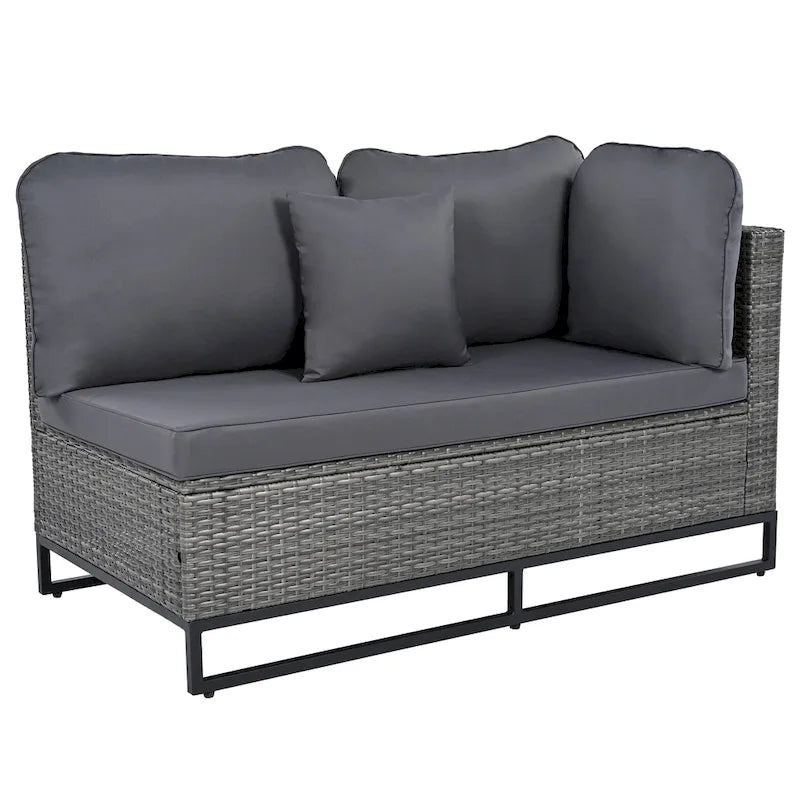 Ensemble de canapé d'extérieur modulaire 7 pièces en rotin avec table basse, combinaison libre