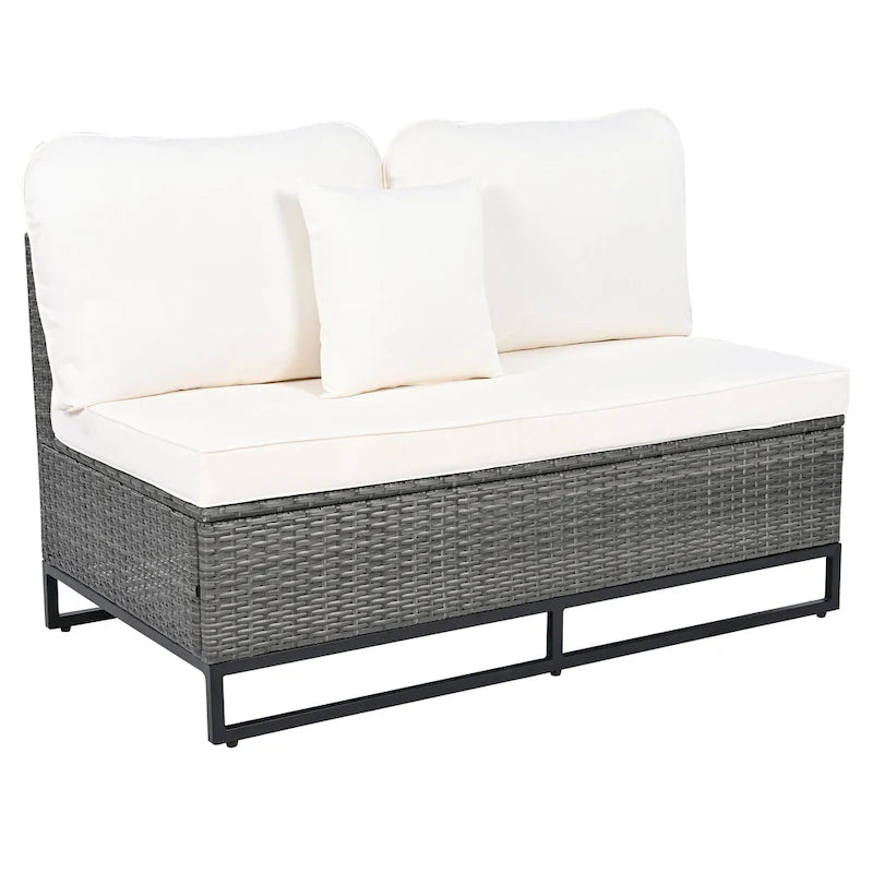 Ensemble de canapé d'extérieur modulaire 7 pièces en rotin avec table basse, combinaison libre