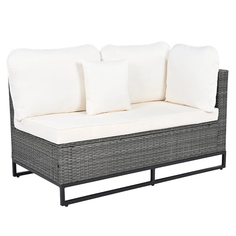 Ensemble de canapé d'extérieur modulaire 7 pièces en rotin avec table basse, combinaison libre