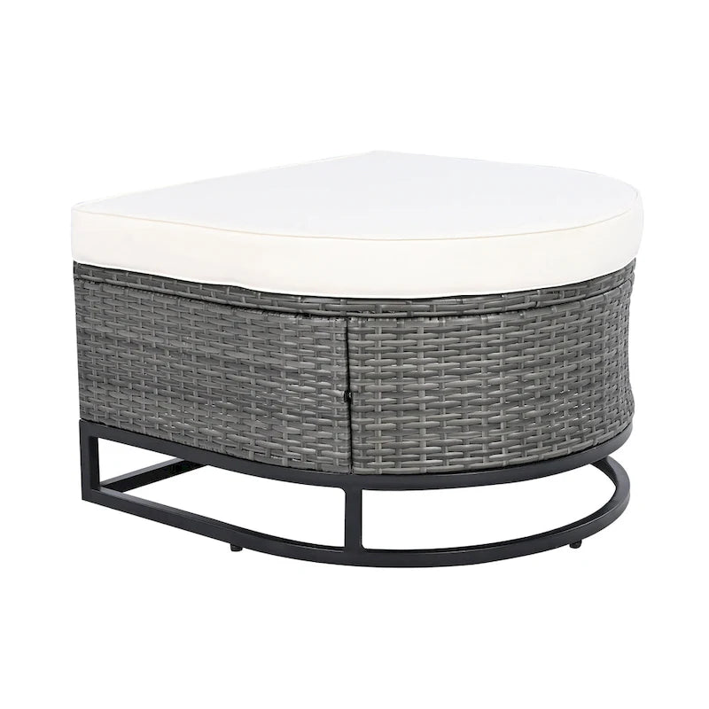 Ensemble de canapé d'extérieur modulaire 7 pièces en rotin avec table basse, combinaison libre